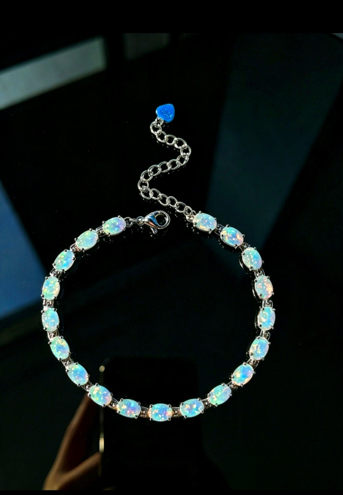 Bracciale con Opale  in Argento 925 Ipoallergenico - 2 Colori. no nichel