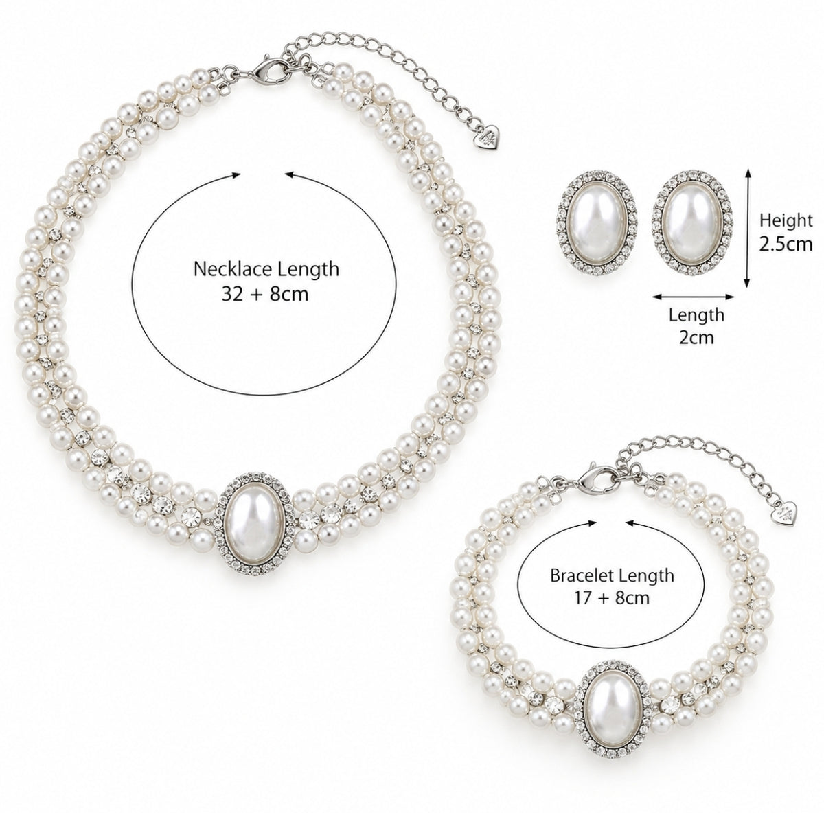 SET di zirconi,perle e diamanti doppio strato stile vintage e francesce 3 PEZZI
