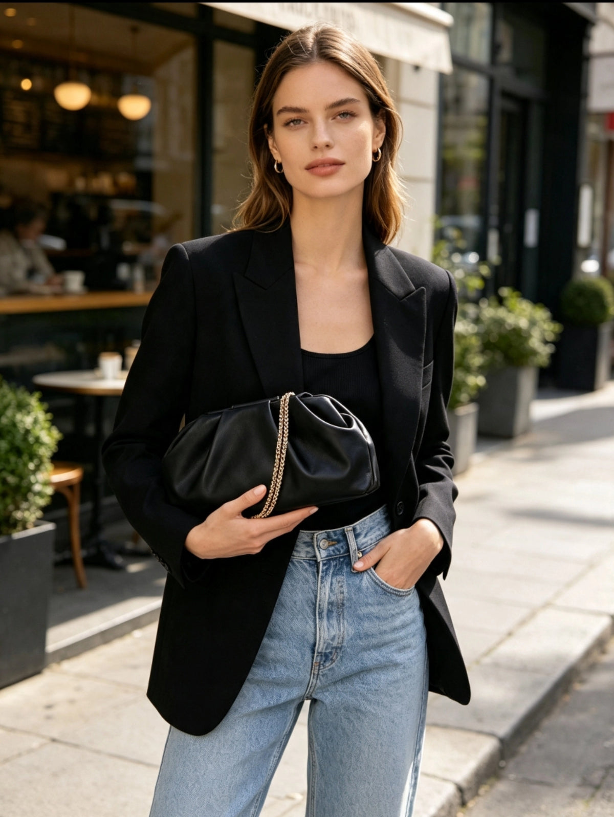 Pochette da Sera a Nuvola con Catena Oro, Borsa a Tracolla