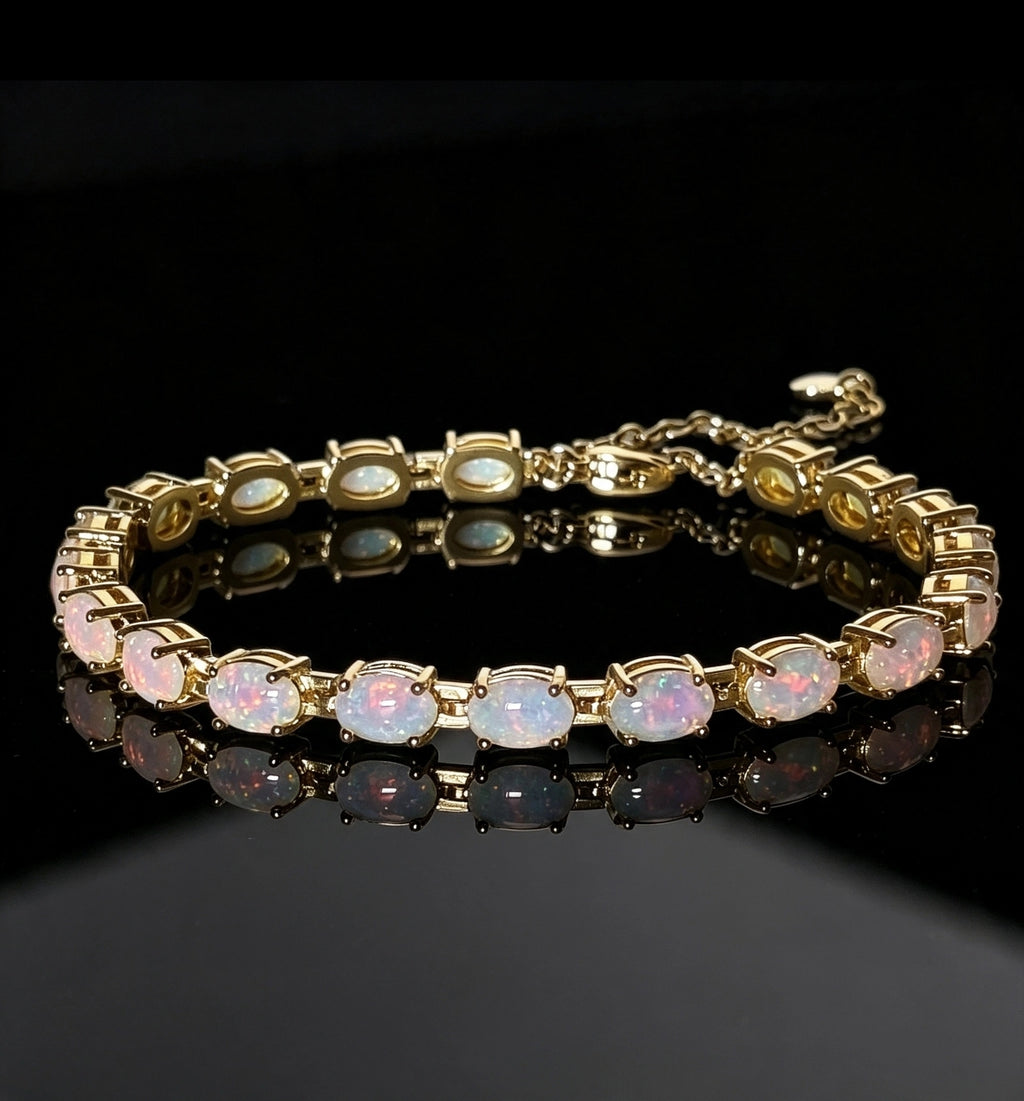 Bracciale con Opale  in Argento 925 Ipoallergenico - 2 Colori. no nichel