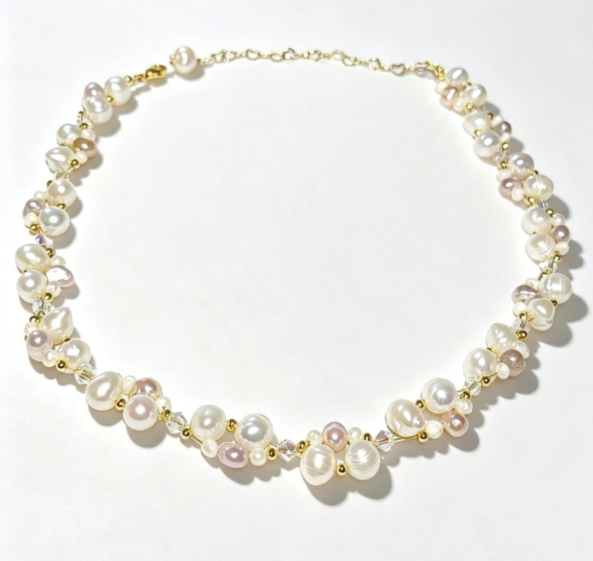 Collana Artigianale Perle Irregolari Multicolore Catena Estensibile Placcata Oro