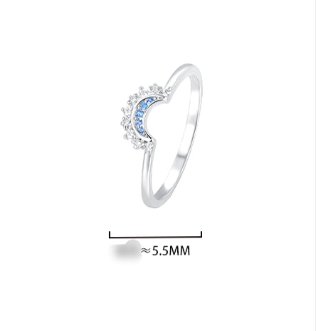 Silberring S925 Mondform mit Sternen