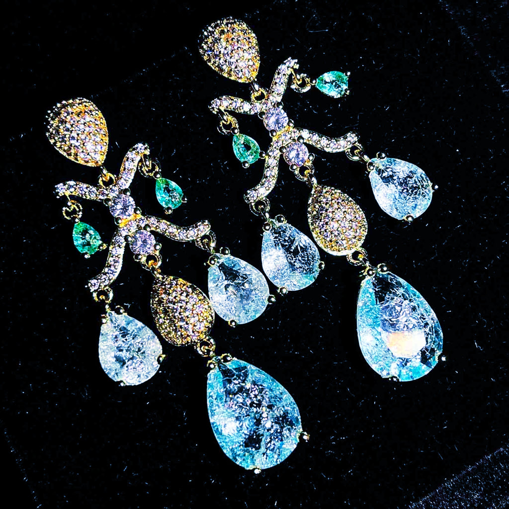 Orecchini a Goccia con Zirconi AAA, Argento Placcato ago d'argento, 2 Colori
