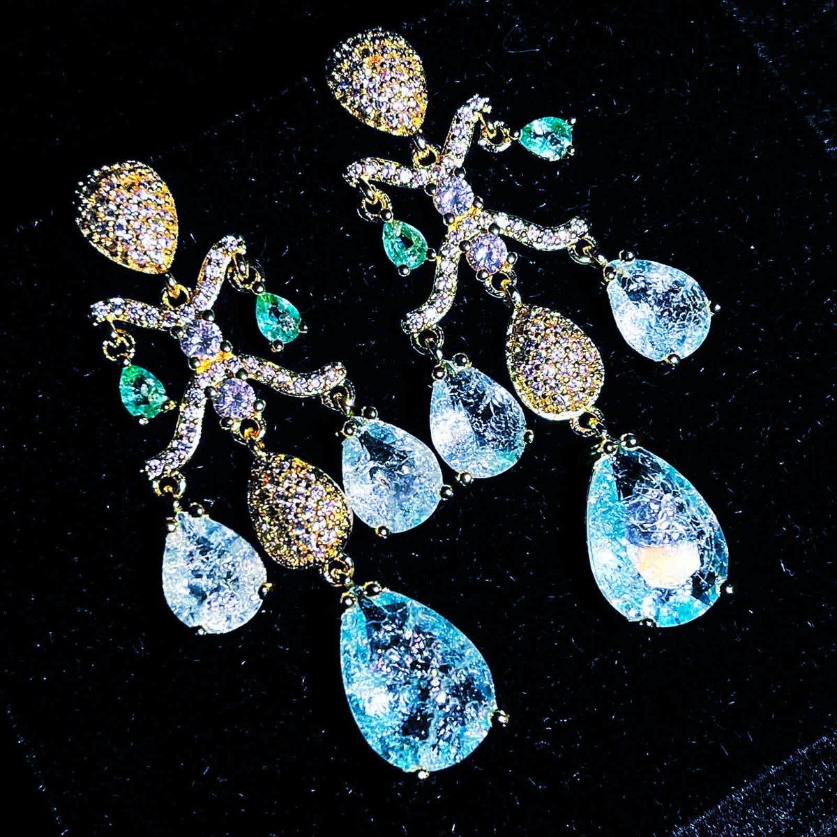 Orecchini a Goccia con Zirconi AAA, Argento Placcato ago d'argento, 2 Colori