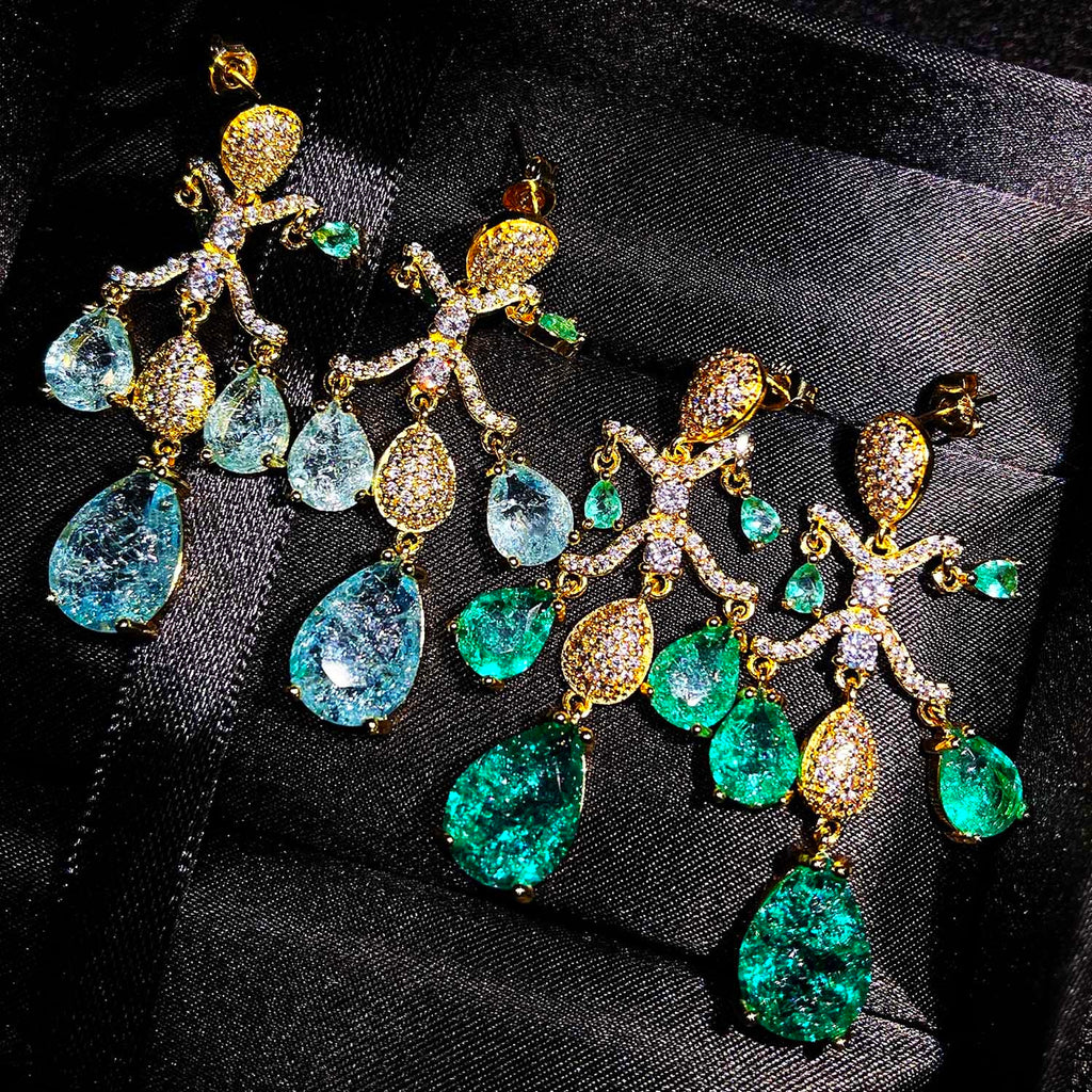 Orecchini a Goccia con Zirconi AAA, Argento Placcato ago d'argento, 2 Colori