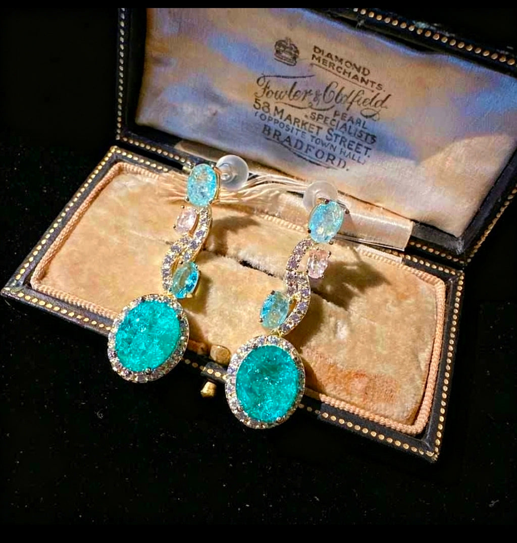 Orecchini pendenti pietra effetto ghiaccio crepa, ipollergenici 2 colori