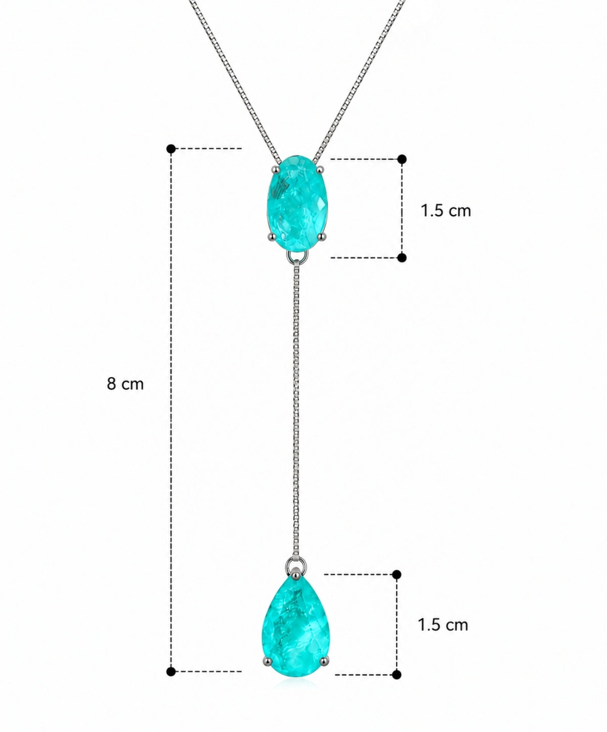 Set di orecchini e collana con zirconi blu acqua placcato in oro bianco 18K