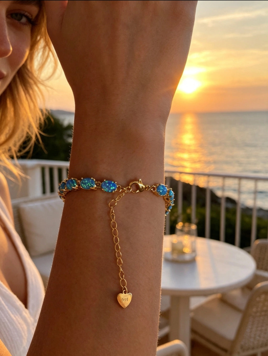 Bracciale con Opale in Argento 925 Ipoallergenico - 7 COLORI -