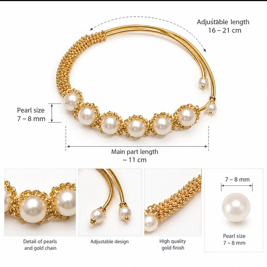 Bracciale artigianale con perle d'acqua dolce naturali di 7-8 MM