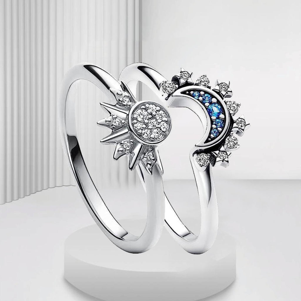 Silberring S925 Mondform mit Sternen