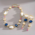 Fashion SET di perle irregolari, zirconi e cristalli blu 2 PEZZI