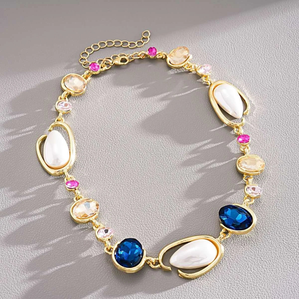Fashion SET di perle irregolari, zirconi e cristalli blu 2 PEZZI