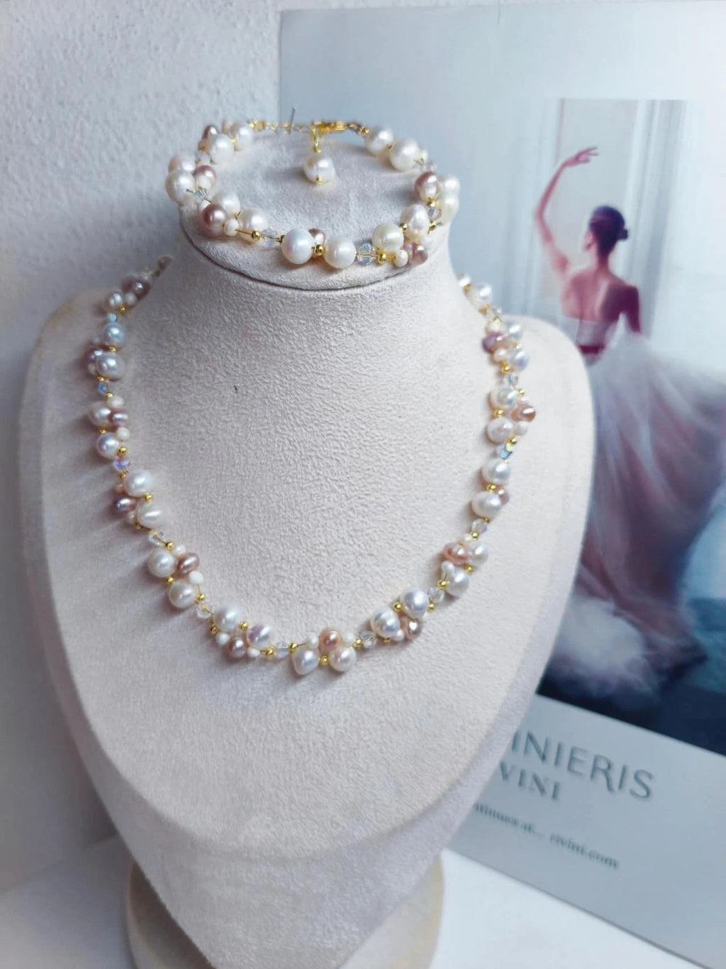 Collana Artigianale Perle Irregolari Multicolore Catena Estensibile Placcata Oro