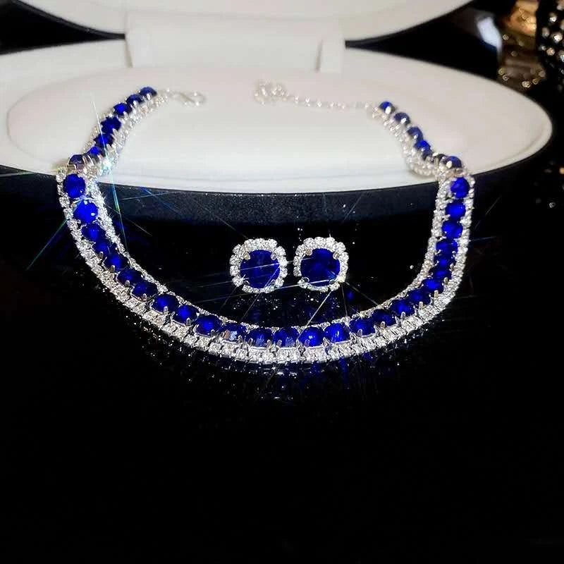 Set Halskette und Ohrringe mit AAA-Zirkonia
