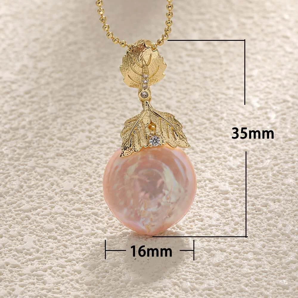 18K gold-plated necklace with natural baroque pearl pendant and real seashell