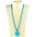 collana di pietre turchese naturale lunga 88 CM con ciondolo forma cuore
