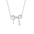 Halskette Silber 925 Anhänger Schleife Zirkonia Brillanten, verstellbare Kette Damen