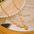 Set Gioielli Vintage Cameo e Perle Naturali, Collana e Orecchini perno argento