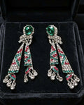 Orecchini con Cristalli Multicolore, Verde e Rosso, Plac Arg, Ipoallergenici