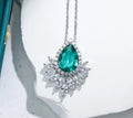 Collana in acciaio inox Ciondolo Smeraldo Verde Simulato Zircone