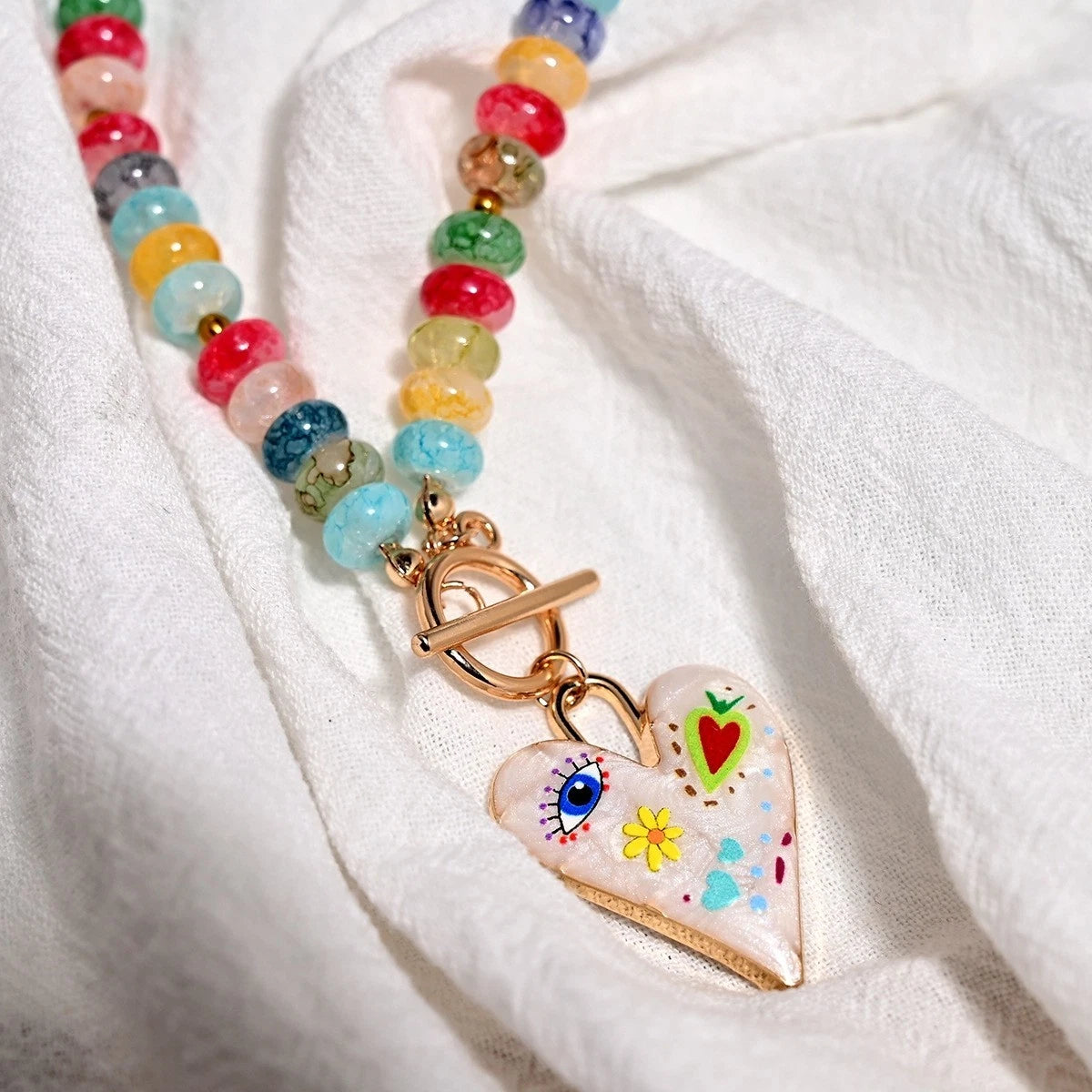 Collana artigianale perline vetro a forma di mais