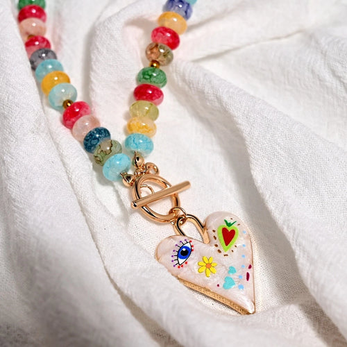 Collana artigianale perline vetro a forma di mais