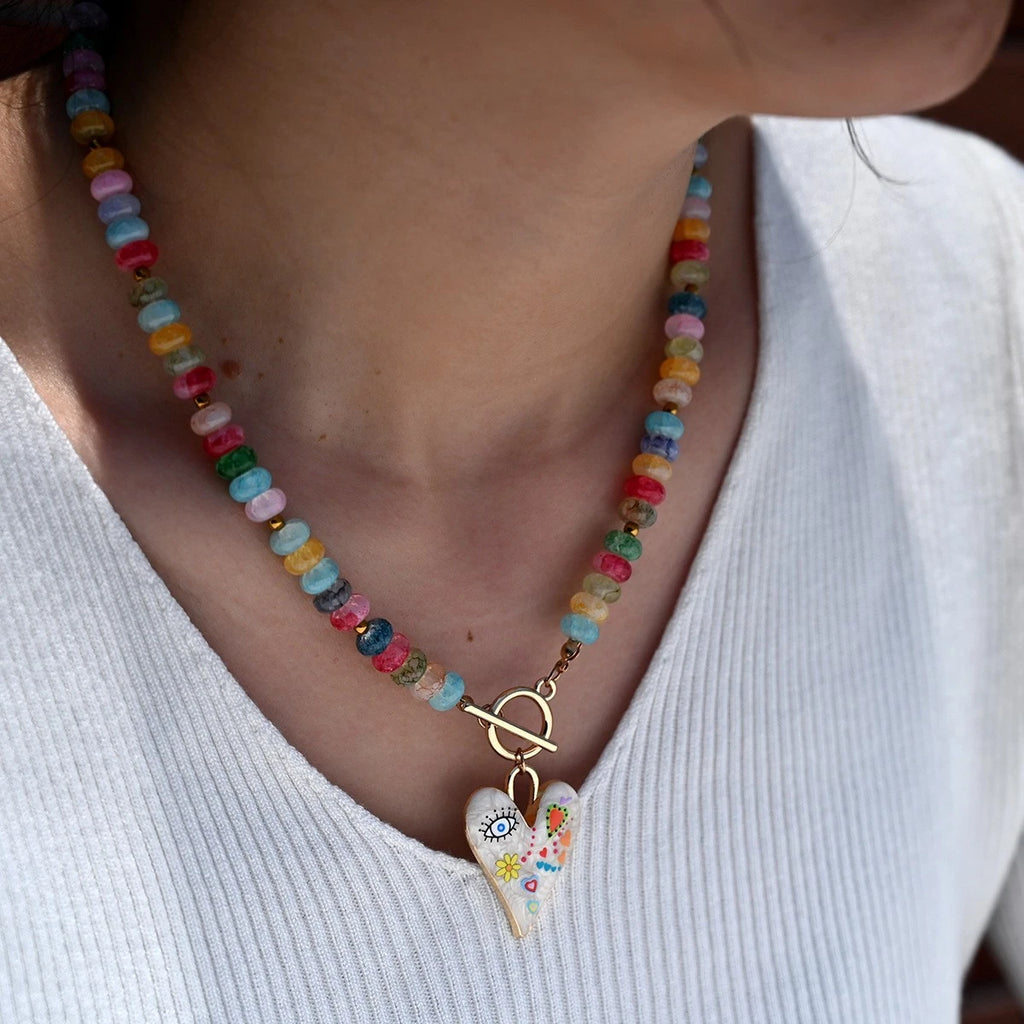 Collana artigianale perline vetro a forma di mais