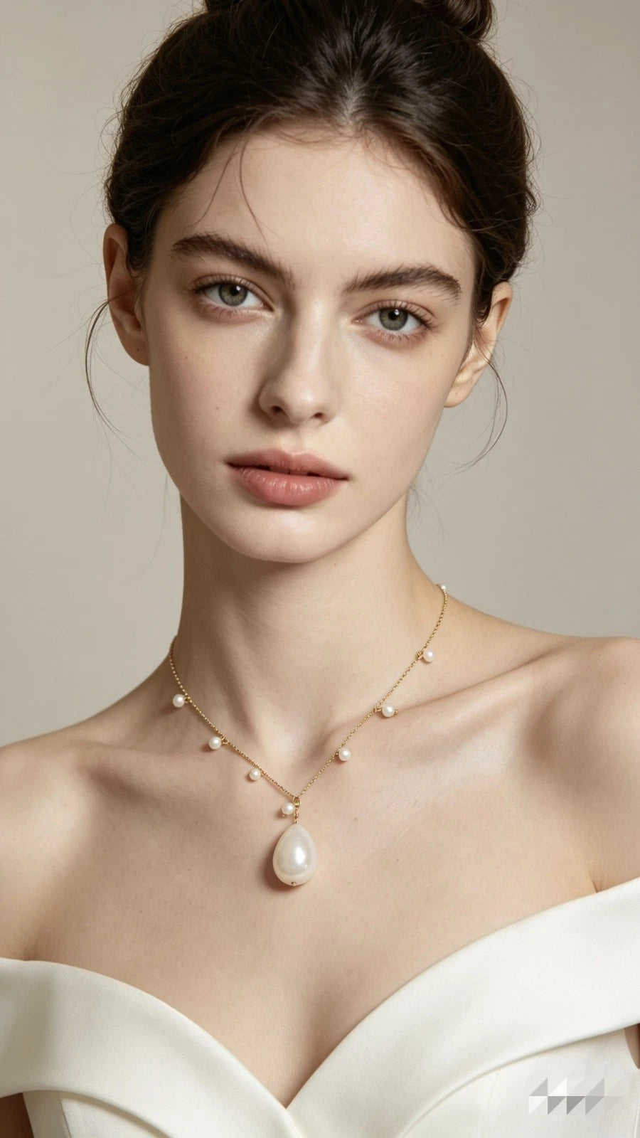Collana Acciaio perla naturale, girocollo placcato oro stile francese