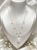Collana Acciaio perla naturale, girocollo placcato oro stile francese