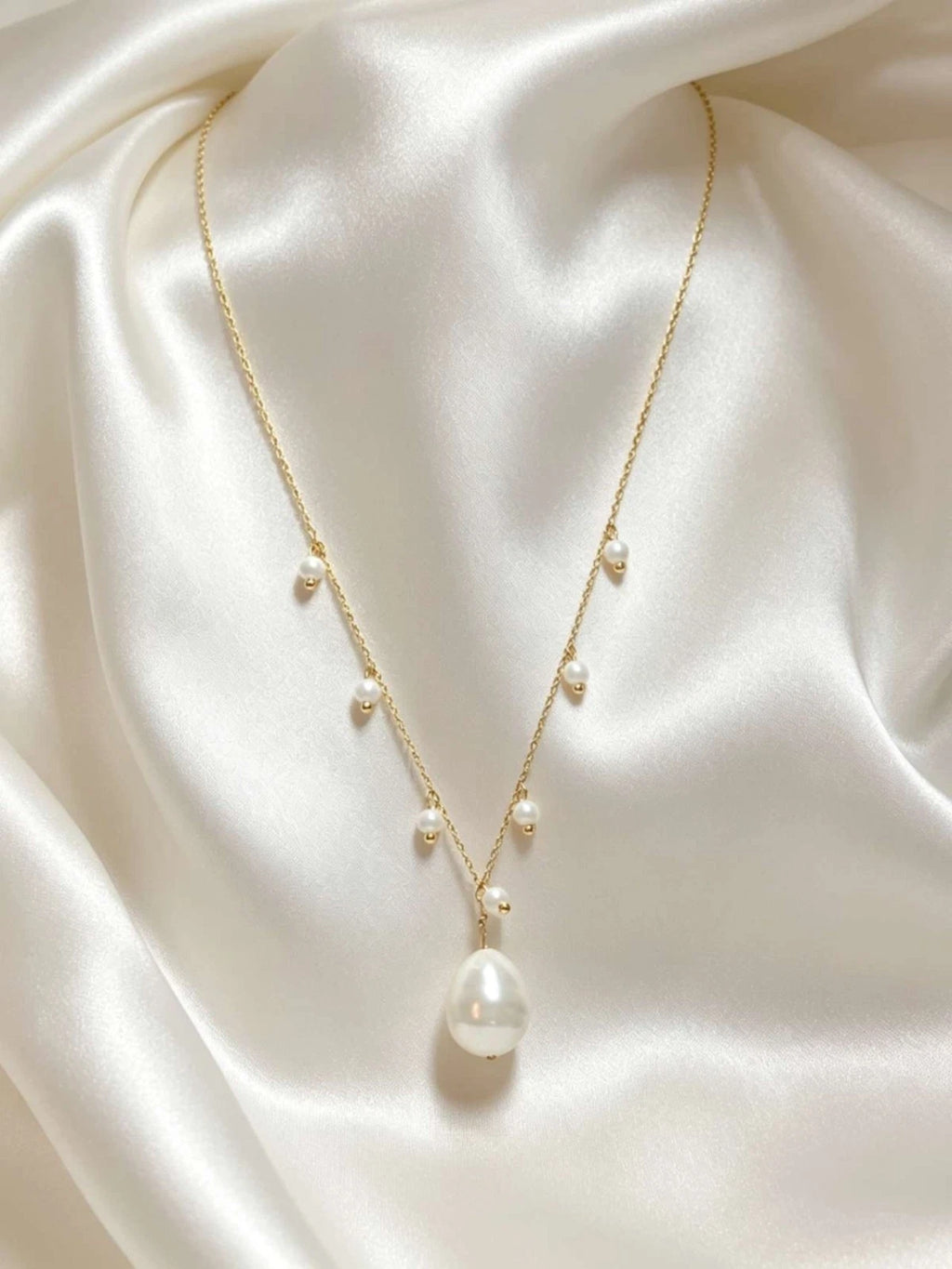 Collana Acciaio perla naturale, girocollo placcato oro stile francese