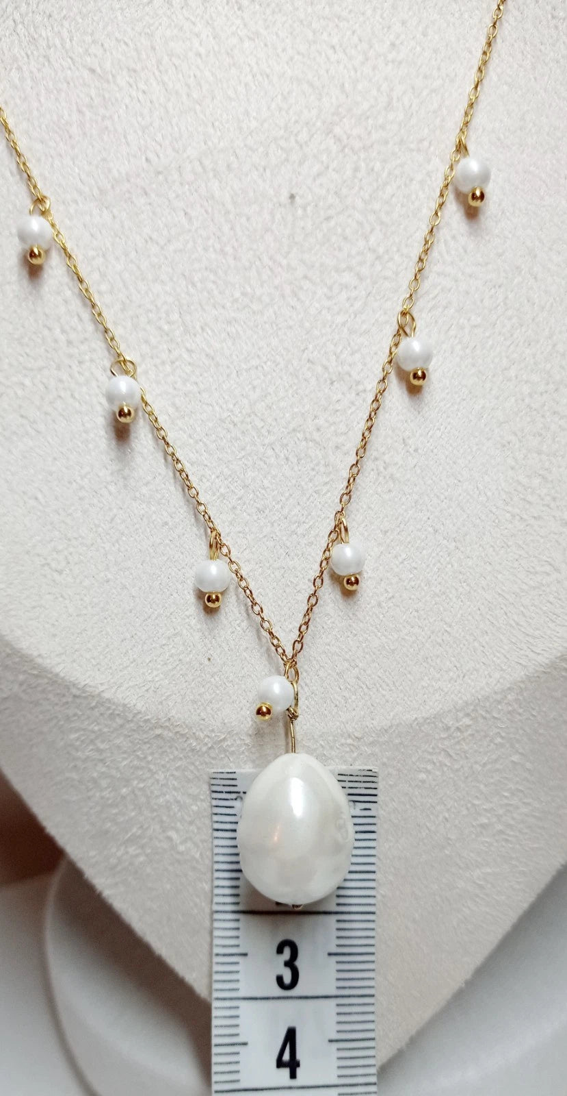 Collana Acciaio perla naturale, girocollo placcato oro stile francese