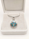 Collana con opale blu tema oceano, gioielli con pietra iridescente