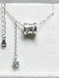Collana a barilotto in argento 925, ciondolo lariat con zirconi per donna
