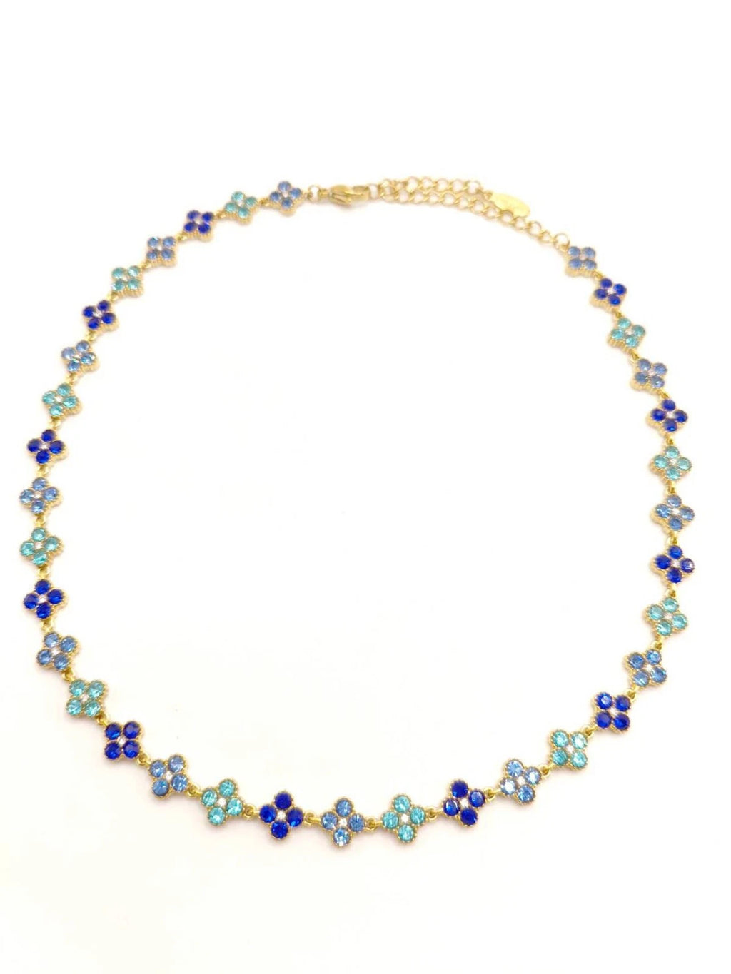 Fashion collana in acciaio inox con zirconi forma quadrifoglio