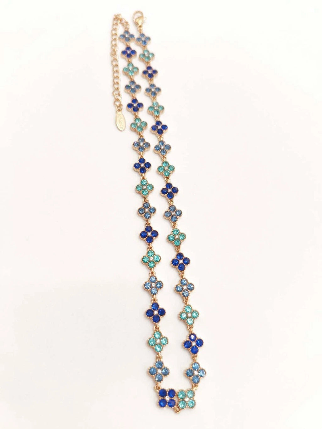 Fashion collana in acciaio inox con zirconi forma quadrifoglio