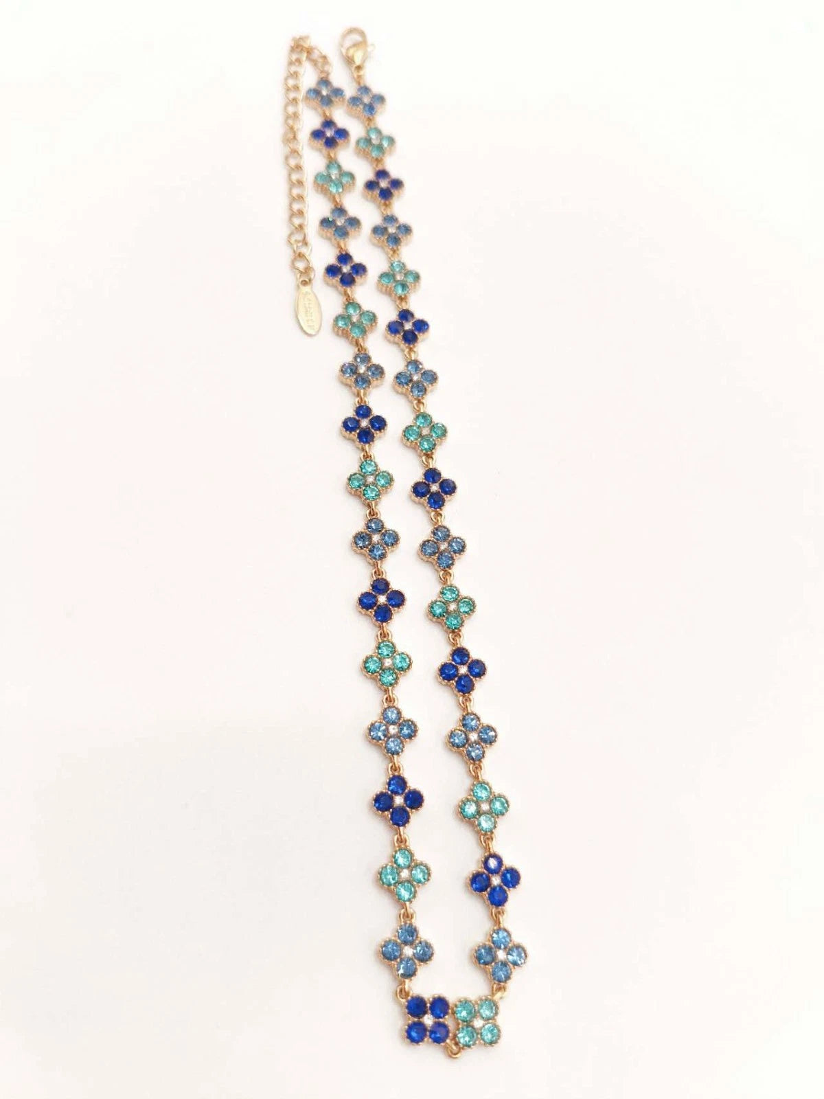 Fashion collana in acciaio inox con zirconi forma quadrifoglio