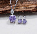 Set Gioielli Fiore Zirconio Viola AAA Acciaio Inox Collana Orecchini a Lobo