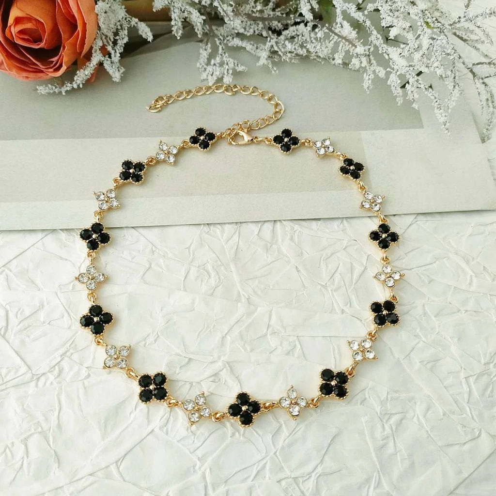 Schmuckset 2-teilig Kleeblatt Strass Kristall Vergoldet