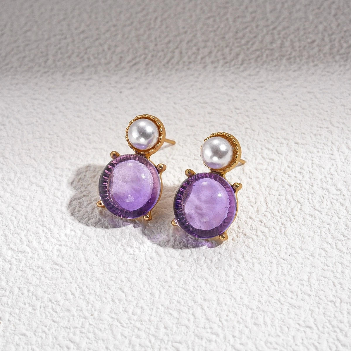 Vintage- und Hofstil-Set aus Perlen und violettem Harz, 2 Teile
