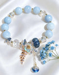 Bracciale artigianale con pietre naturali blu, stile oceano, acquamarina