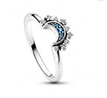 Anello argento S925 forma luna con stelle