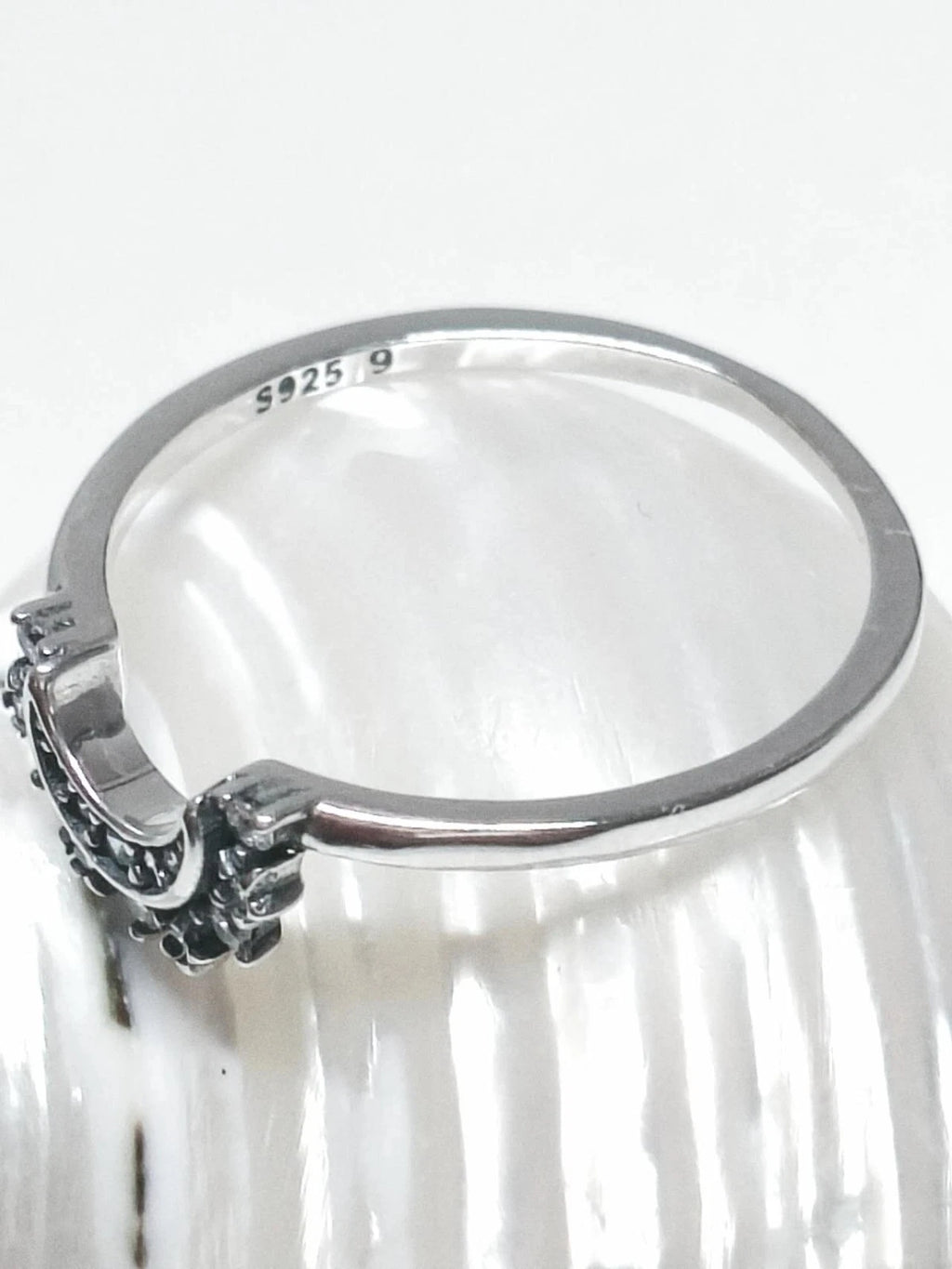 Anello argento S925 forma luna con stelle
