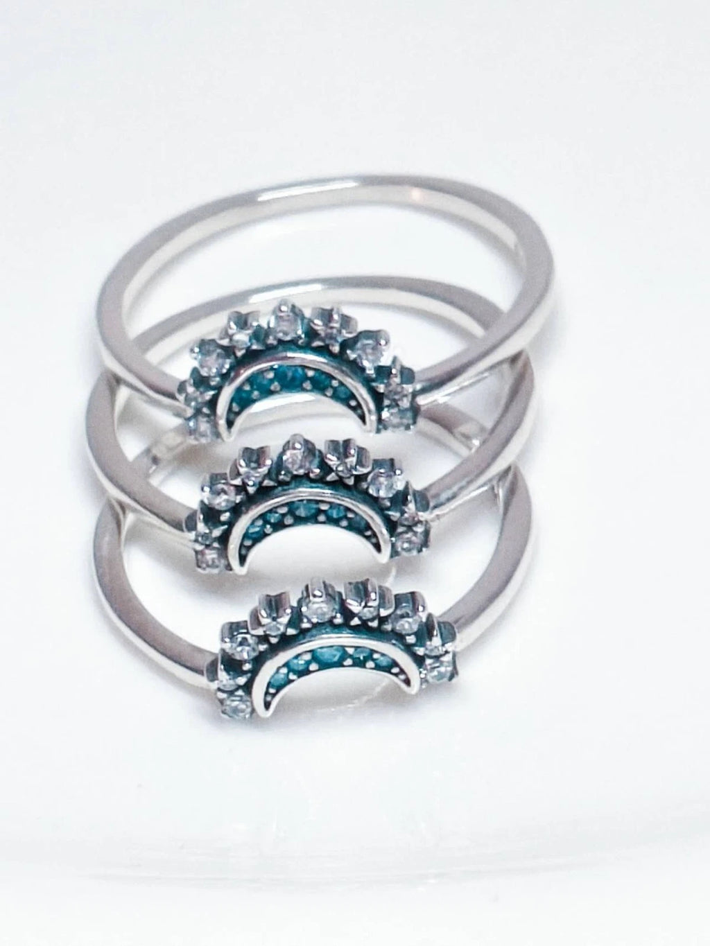 Anello argento S925 forma luna con stelle