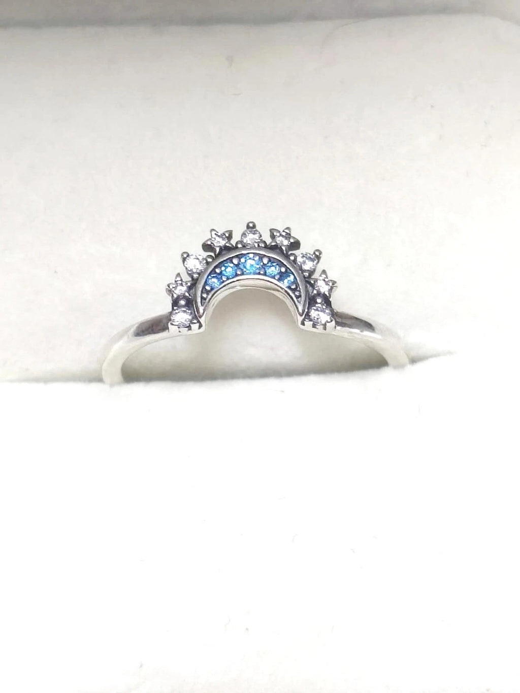 Anello argento S925 forma luna con stelle