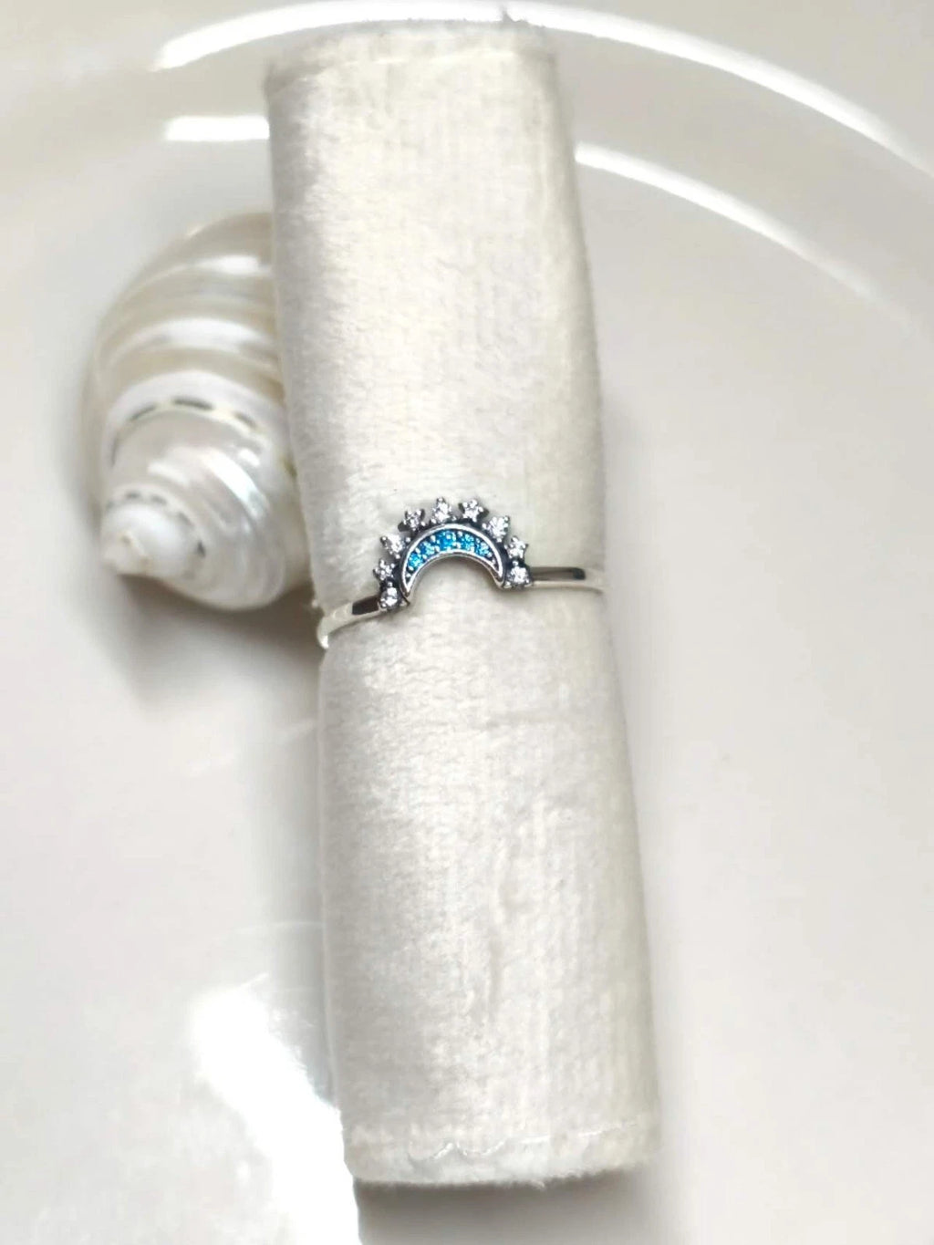 Anello argento S925 forma luna con stelle