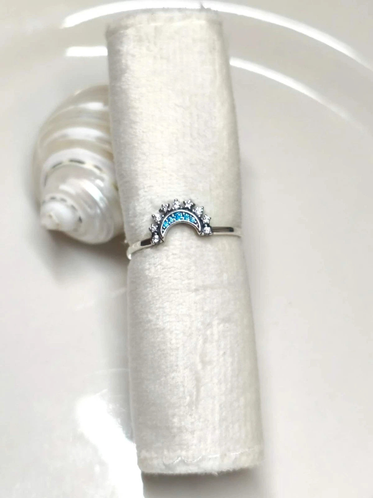 Anello argento S925 forma luna con stelle