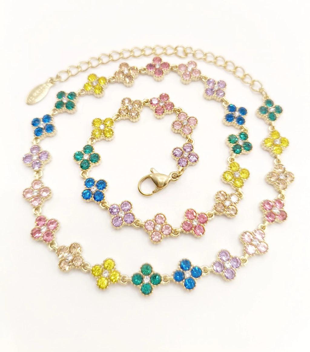 Fashion bracciale in acciaio inox con zirconi forma quadrifoglio [2 varianti]