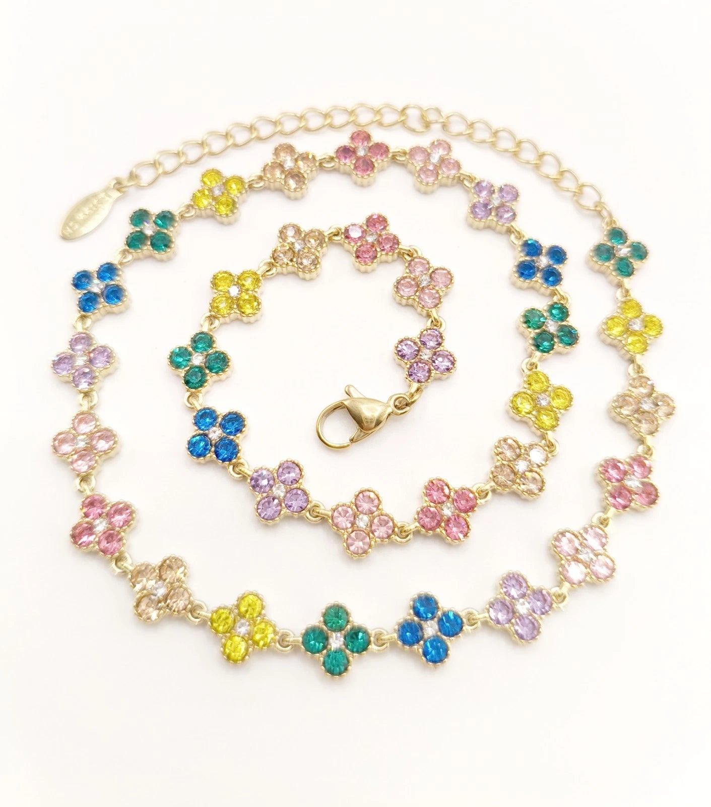 Fashion bracciale in acciaio inox con zirconi forma quadrifoglio [2 varianti]