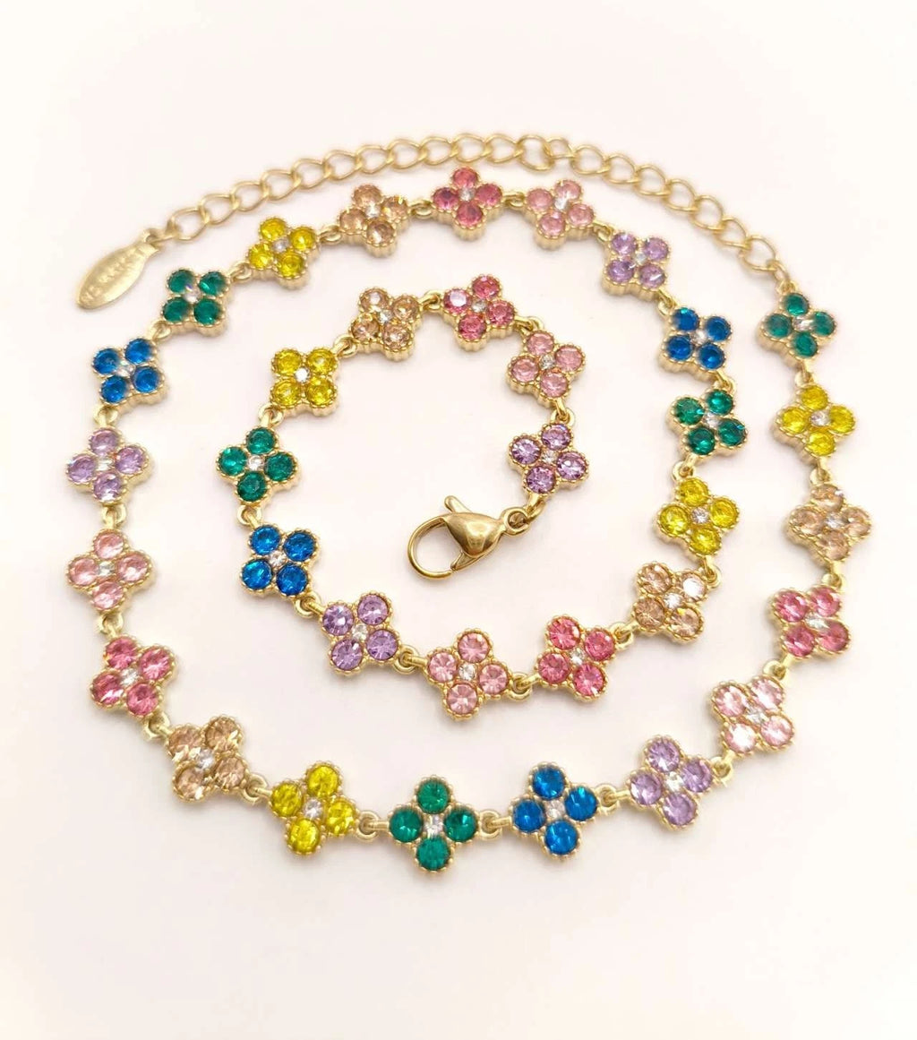 Fashion bracciale in acciaio inox con zirconi forma quadrifoglio [2 varianti]