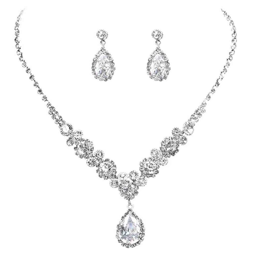 Fashion Set con fiori e gocce in zirconi e strass 2PEZZI